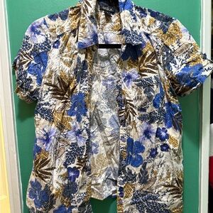 Erika Blue and Brown Floral Women's Top